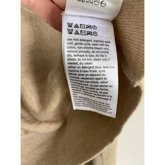 Calvin Klein Extra Fine Merino Wool Sweater Beige V-Neck Men’s L - Picture 4 of 8
